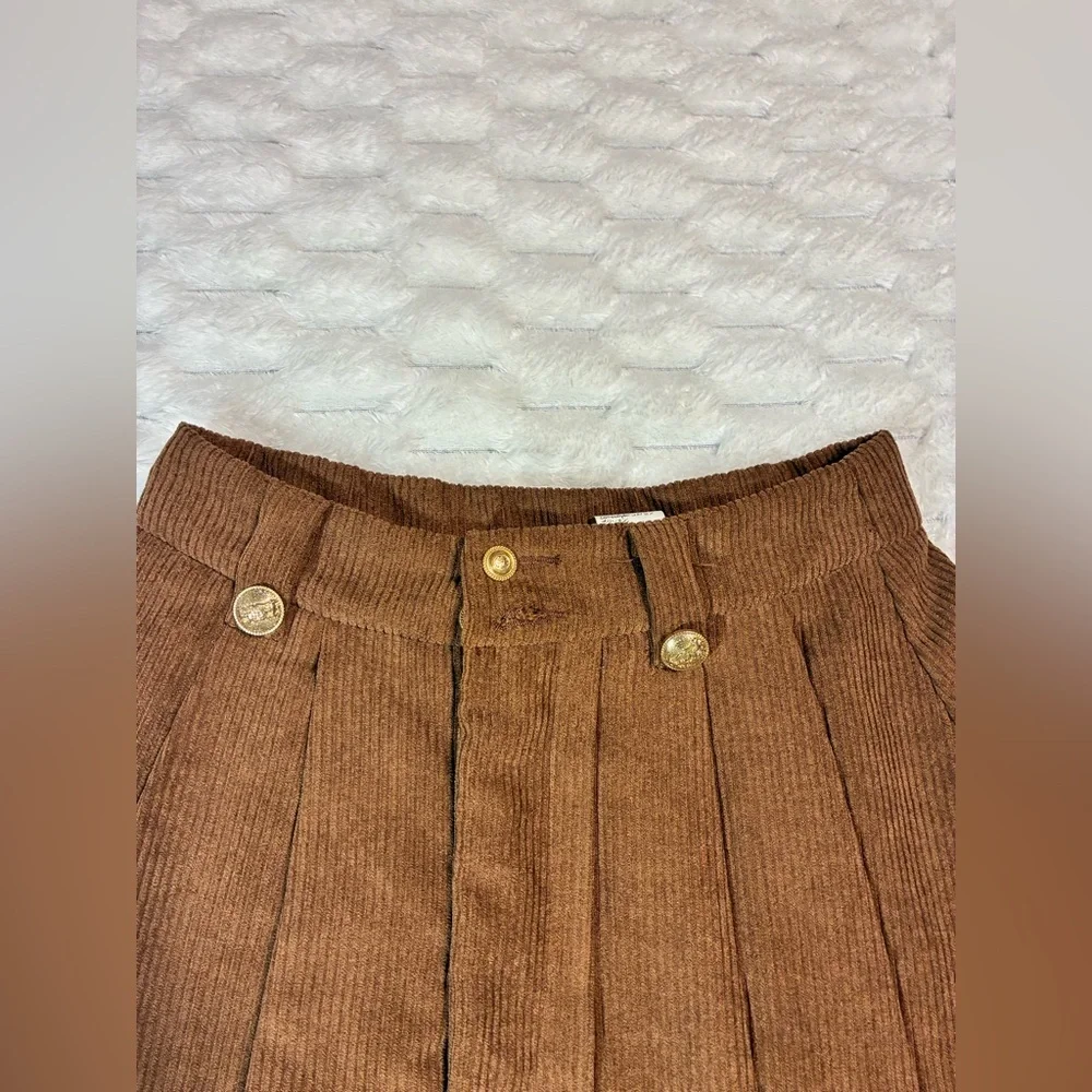 SHEIN Cute vintage coffee pleated corduroy skirt - Size XS